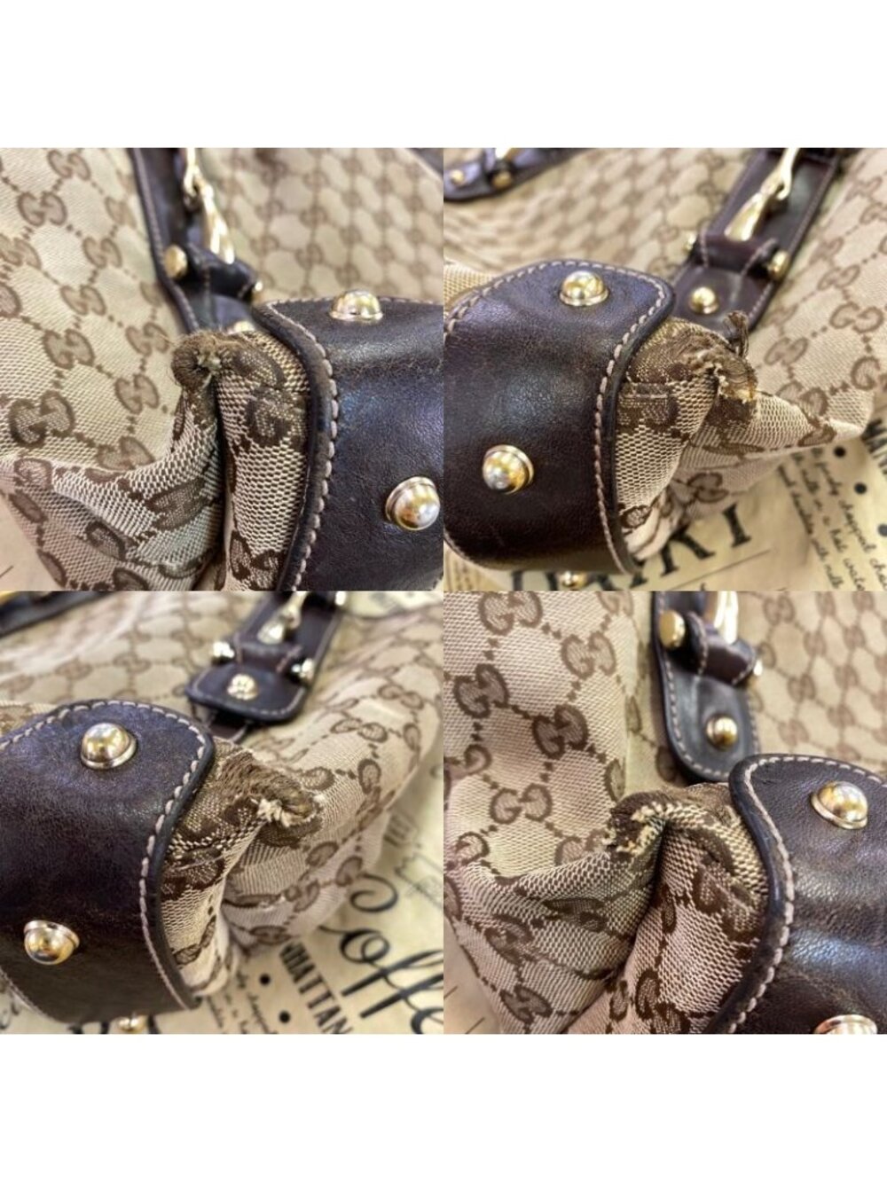 ★SOLD★ Gucci Tote Shoulder Bag GG Canvas Horsebid - Picture 13 of 16